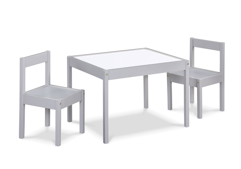 Gibson 3-Piece Dry Erase Kids Table & Two Chair Set, Gray - Grand Goldman