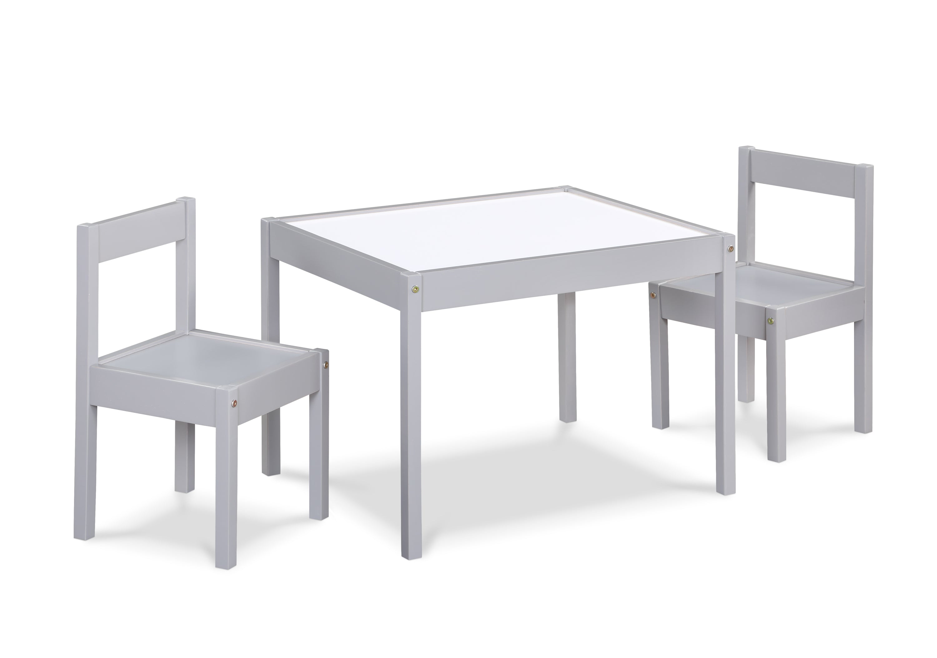 Gibson 3-Piece Dry Erase Kids Table & Two Chair Set, Gray - Grand Goldman