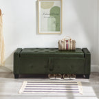 48' Ottoman Bench with Storage, Bench for Bedroom,Living Room,Hallway, Upholstered Tufted Faux Leather PU Ottoman Dark Green - Grand Goldman Shop