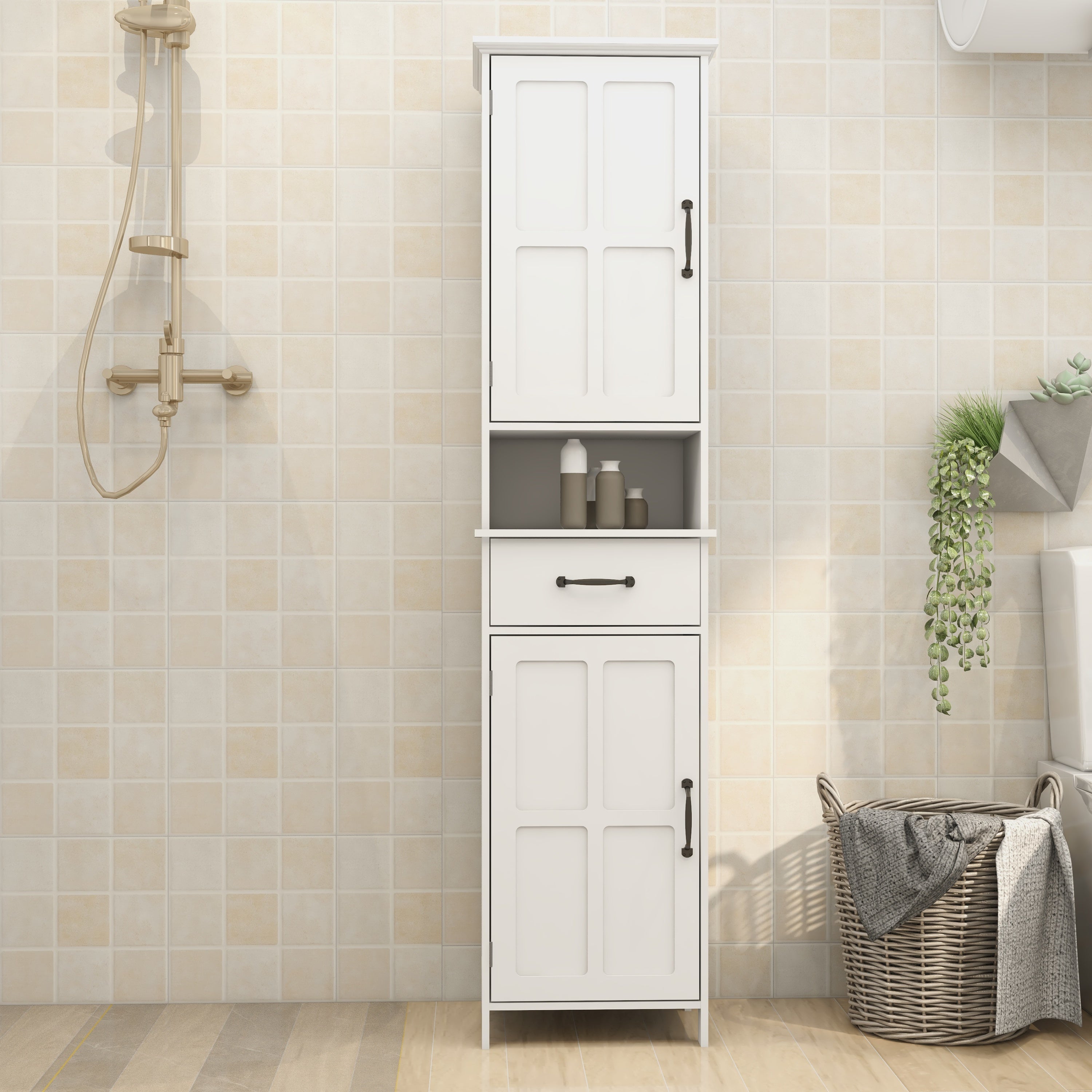 Double Door Narrow Height Slim Floor Standing Cabinet - Grand Goldman Shop