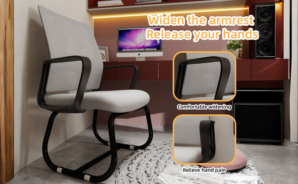 Minimalist Modern Office Chair with Metal Frame, Soft Comfort Mesh Backrest, Black+Gray, Polyurethane Cushion, Home & Office 