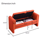 Modern Teddy Bed End Bench with Arms and Storage, Upholstered Orange Foot Rest Stool for Living Room, Bedroom, Dorm, Comfy Window Vanity Bench - Grand Goldman Shop