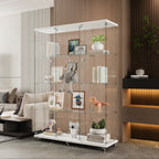 Glass Display Cabinet with 4 Shelves Extra Large, Curio Cabinets for Living Room, Bedroom, Office, Black Floor Standing Glass