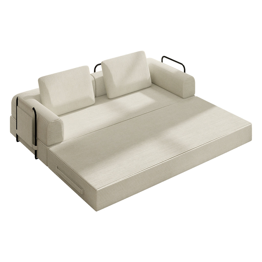 78 Inch Convertible Sleeper Sofa Bed, Futon Boneless Couch Lounge Loveseat with Pull Out Bed, No Assembly Required - Grand Goldman Shop