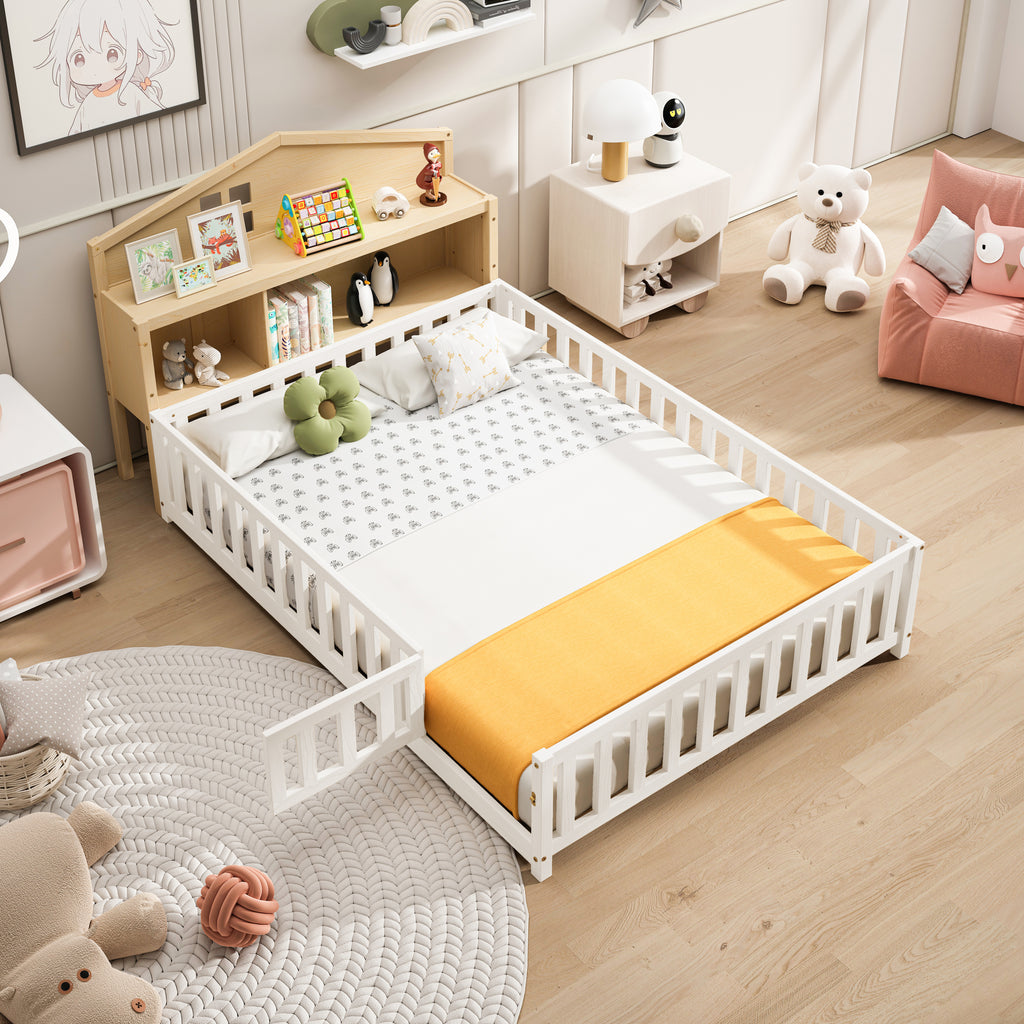 Headboard Storage Cabinet for Full-size Montessori Floor Bed Natural,Freely collocation - Grand Goldman Shop