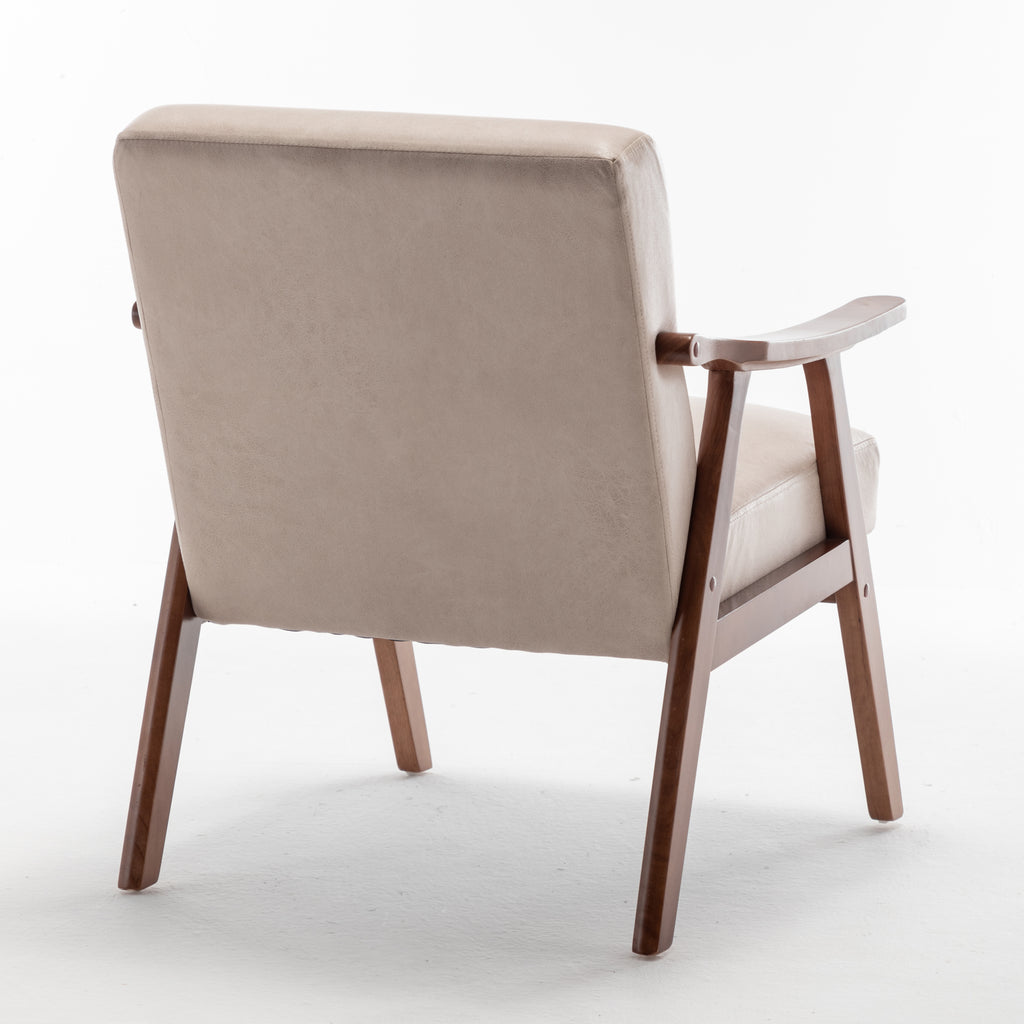 Mid-Century Modern Wingback Accent Chair with Solid Wood Frame and Extra-Thick Backrest – Lounge Chair for Living Room, Bedroom, or Reading Room - Grand Goldman Shop