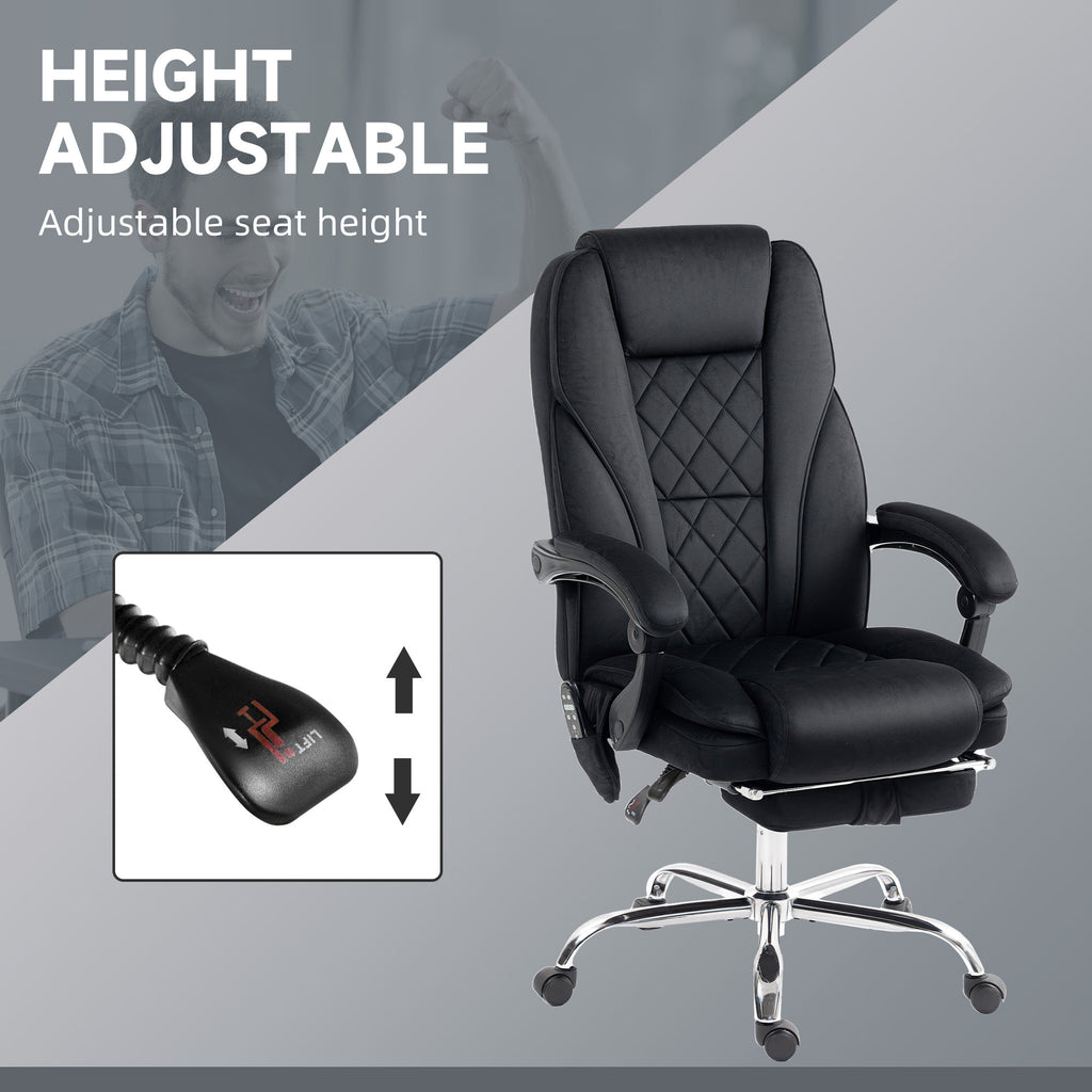 Vinsetto Executive Massage Office Chair, Heated Computer Desk Chair with Adjustable Height and Footrest, Black - Grand Goldma