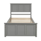 Gray Platform Storage Bed with 2 Wheels-Drawers, Twin Size Frame, Pine Wood and MDF Construction - Grand Goldman Shop