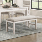 Modern Farmhouse Dining Bench Antique White Finish Upholstered Seat Wooden Furniture 1pc - Grand Goldman Shop