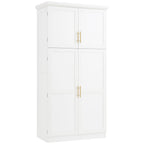[Assembly Video Provided] TOPMAX 35.5x17.6x70.9inch Freestanding Kitchen Pantry Cabinet, Tall Storage Cabinet with 4 Doors, 2 Door Shelves, 8 Pull-out Trays and Adjustable Shelf for Dining Room, White - Grand Goldman Shop
