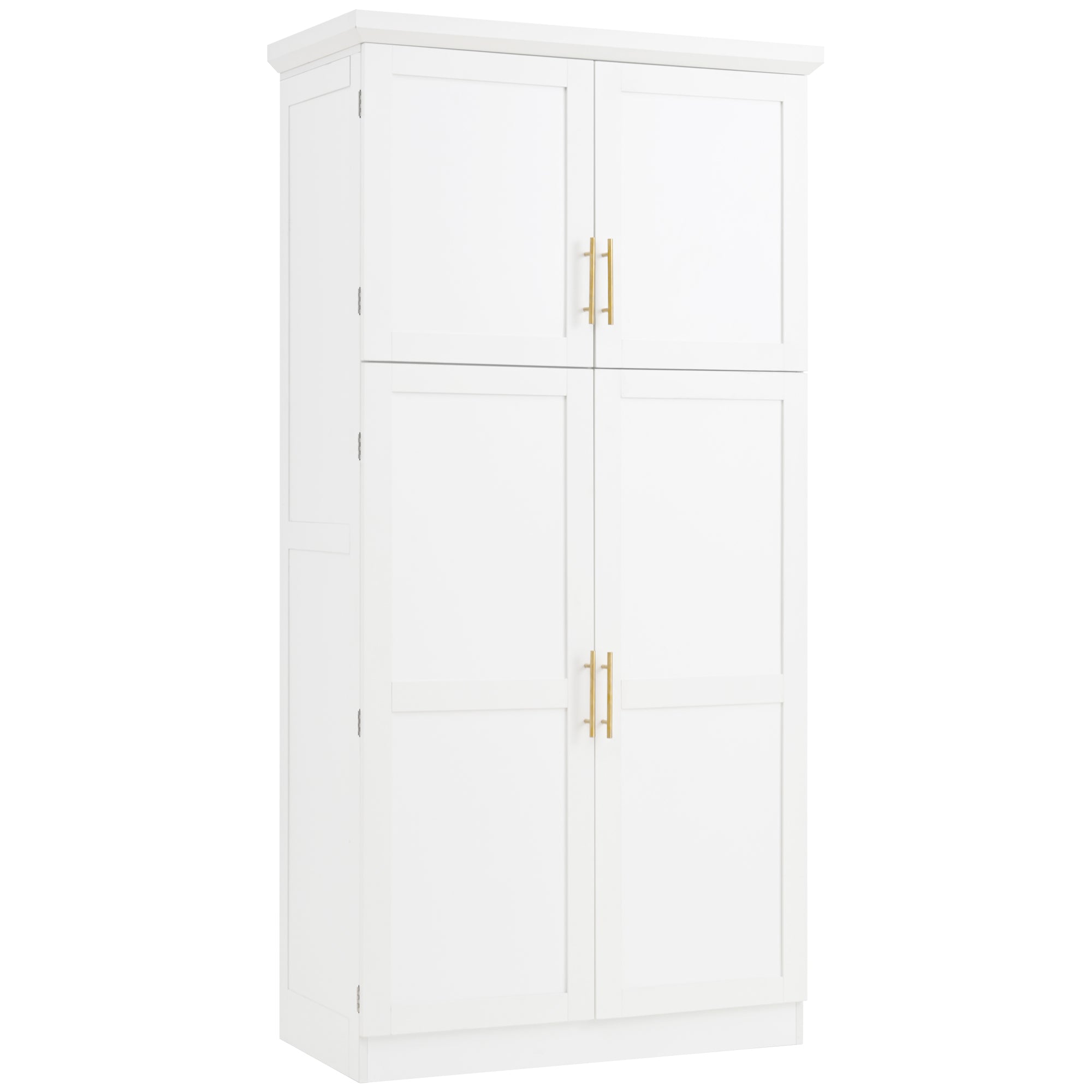 [Assembly Video Provided] TOPMAX 35.5x17.6x70.9inch Freestanding Kitchen Pantry Cabinet, Tall Storage Cabinet with 4 Doors, 2 Door Shelves, 8 Pull-out Trays and Adjustable Shelf for Dining Room, White - Grand Goldman Shop