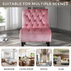 COOLMORE Modern Velvet Armless Accent Living Room Chair / Leisure Chair,Upholstered Fabric Button Comfortable Chair with Wooden Legs for Bedroom, Living Room, Office (Pink Velvet) - Grand Goldman Shop