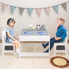 Kids Table and Chair Set, 3 in 1 Wooden Activity Table with Storage Drawer for Toddlers Drawing, Reading, Crafts, 2 in 1 Deta