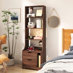 Night Stand with Bookshelf, Night Stand with 2 Storage Drawers for Bedroom - Grand Goldman Shop