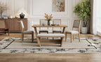 TREXM 6-Piece Retro Dining Table Set for 6, 60' Wood Kitchen Table and Chairs Set of 4 with Bench Designed Trestle Base for kitchen & Dining Room (Natural Wood Wash) - Grand Goldman Shop