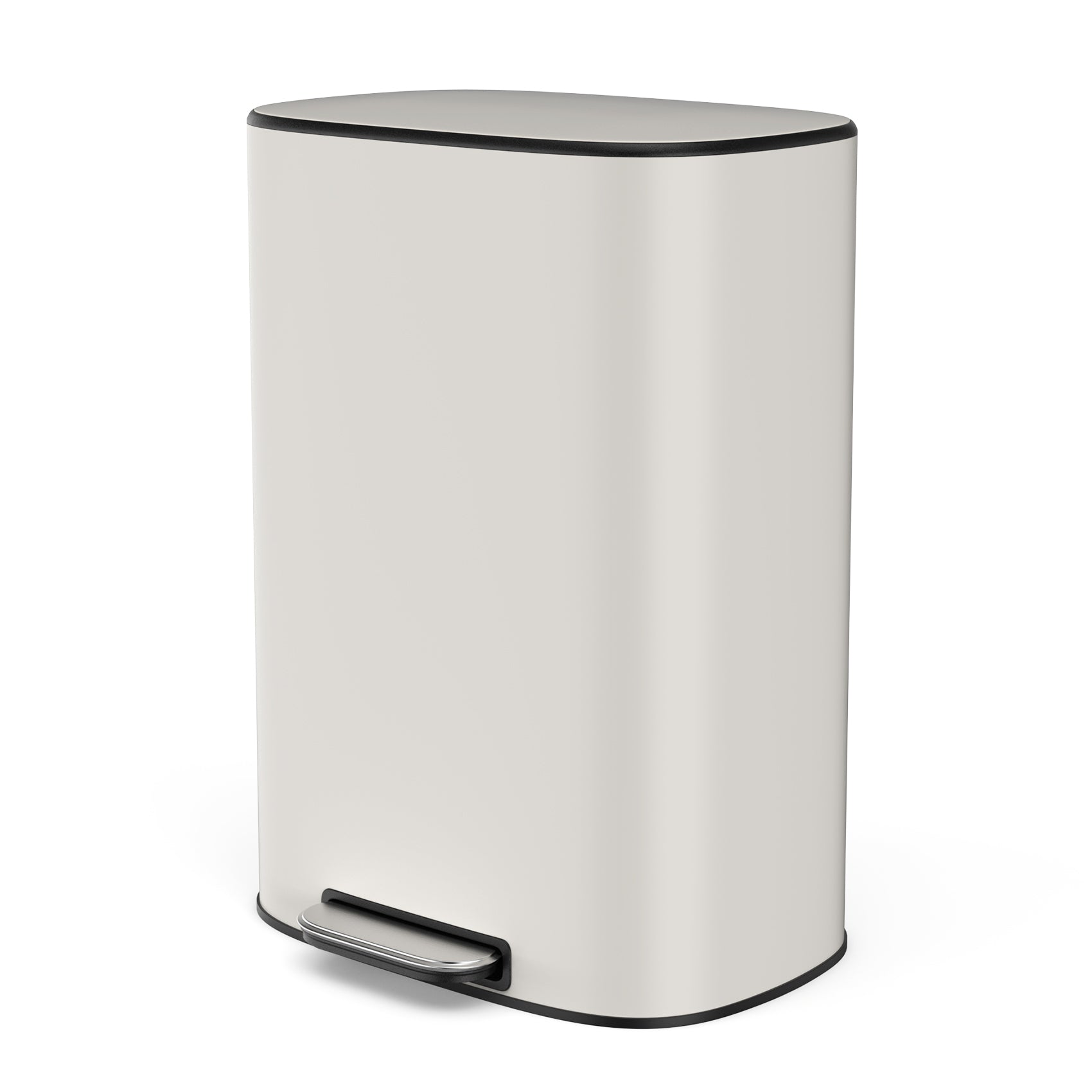 13 Gallon 50L Kitchen Foot Pedal Operated Soft Close Trash Can - Stainless Steel Ellipse Bustbin - White - Grand Goldman Shop