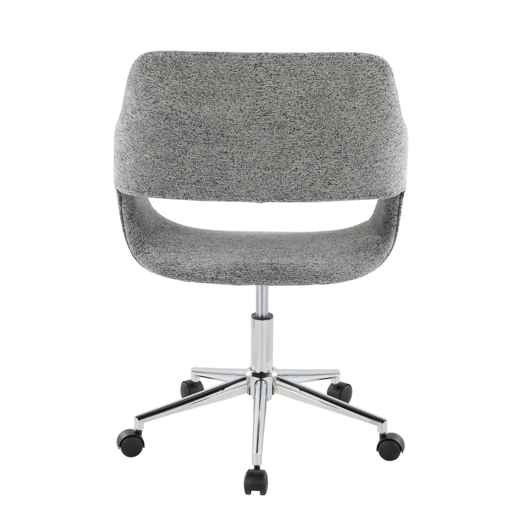 Contemporary Task Chair in Chrome Metal and Grey Fabric - Grand Goldman