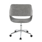 Contemporary Task Chair in Chrome Metal and Grey Fabric - Grand Goldman