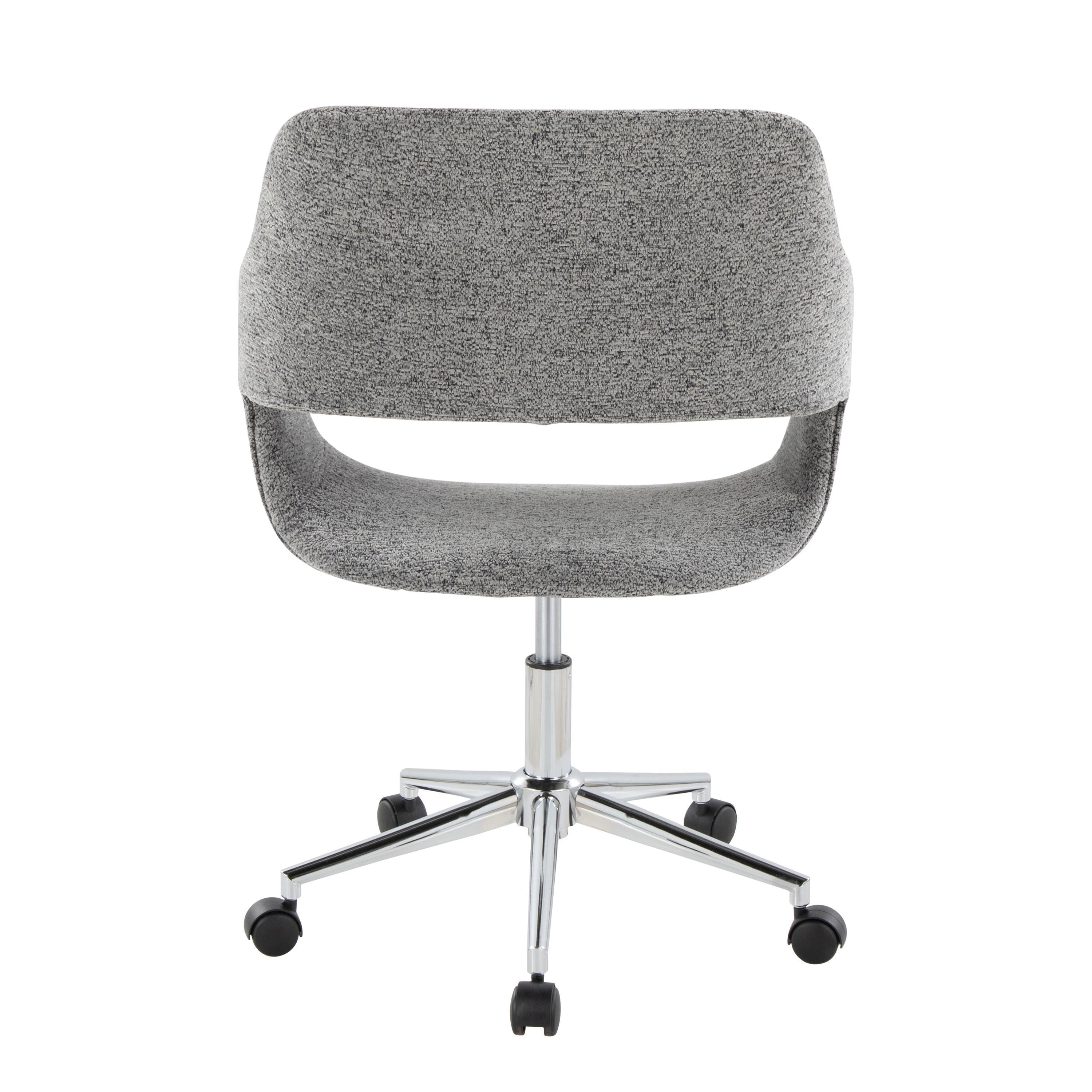 Contemporary Task Chair in Chrome Metal and Grey Fabric - Grand Goldman