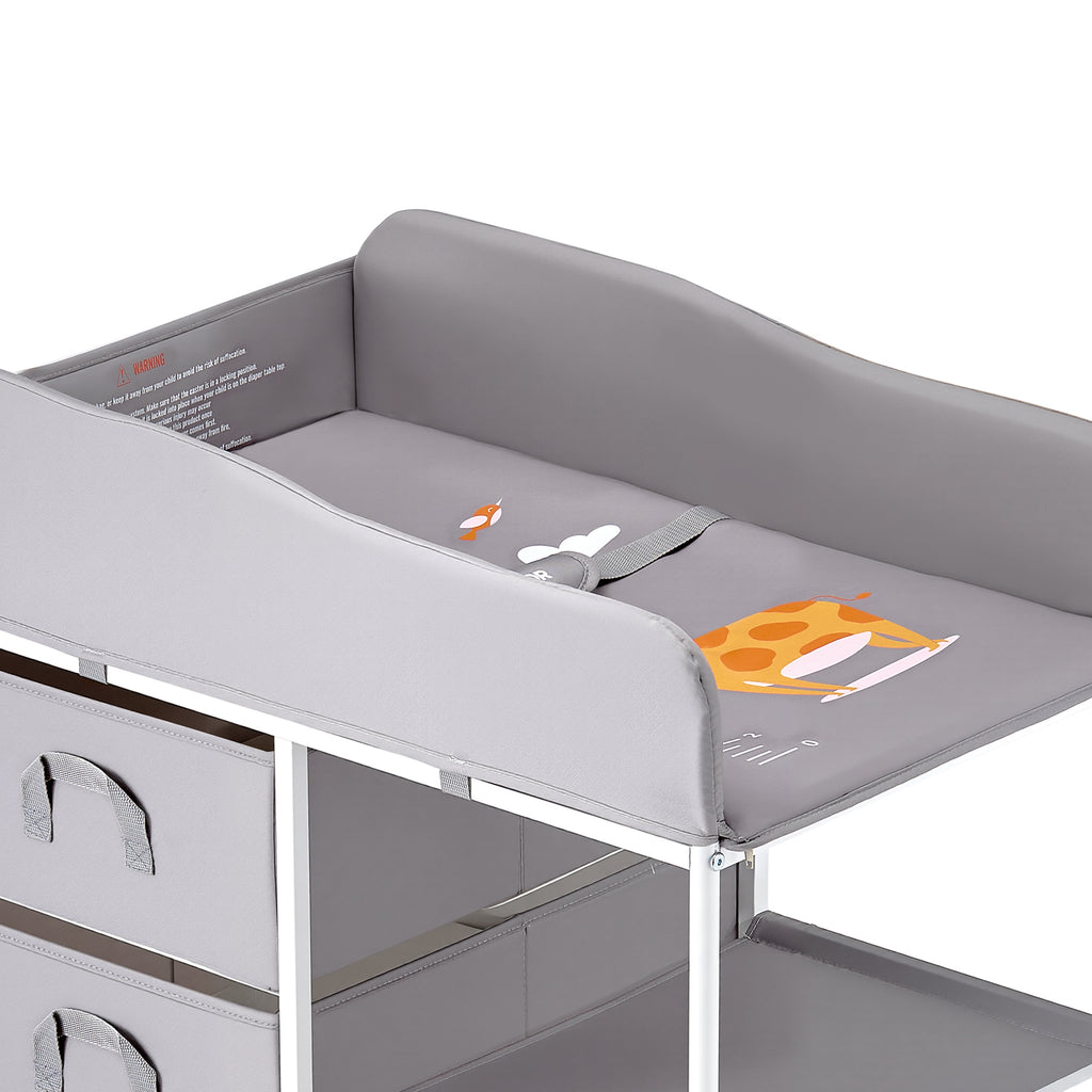 Baby Changing Table Portable Diaper Change Station with 3 Drawers & Wheels | Premium Home Decor - Grand Goldman