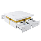 Modern White Square Storage Coffee Table with 4 Drawers - Grand Goldman Shop