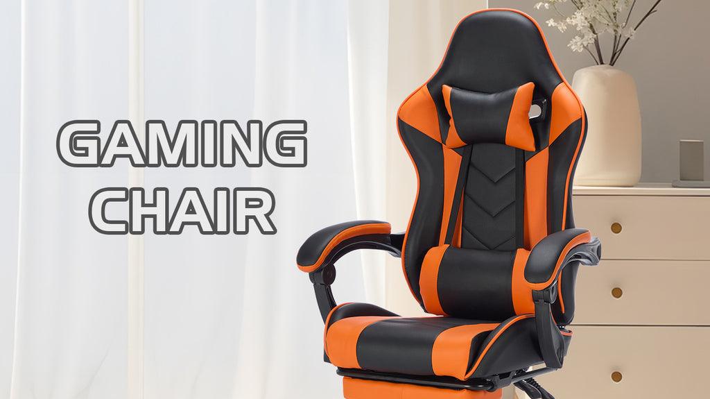 Gaming Chair with Footrest, Ergonomic Computer Chair with Headrest and Lumbar Support, Breathable Material Height Adjustable 