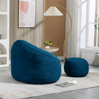 Bedding Bean Bag Sofa Chair with High-Pressure Foam and Footrest, Blue Microfiber - Grand Goldman Shop