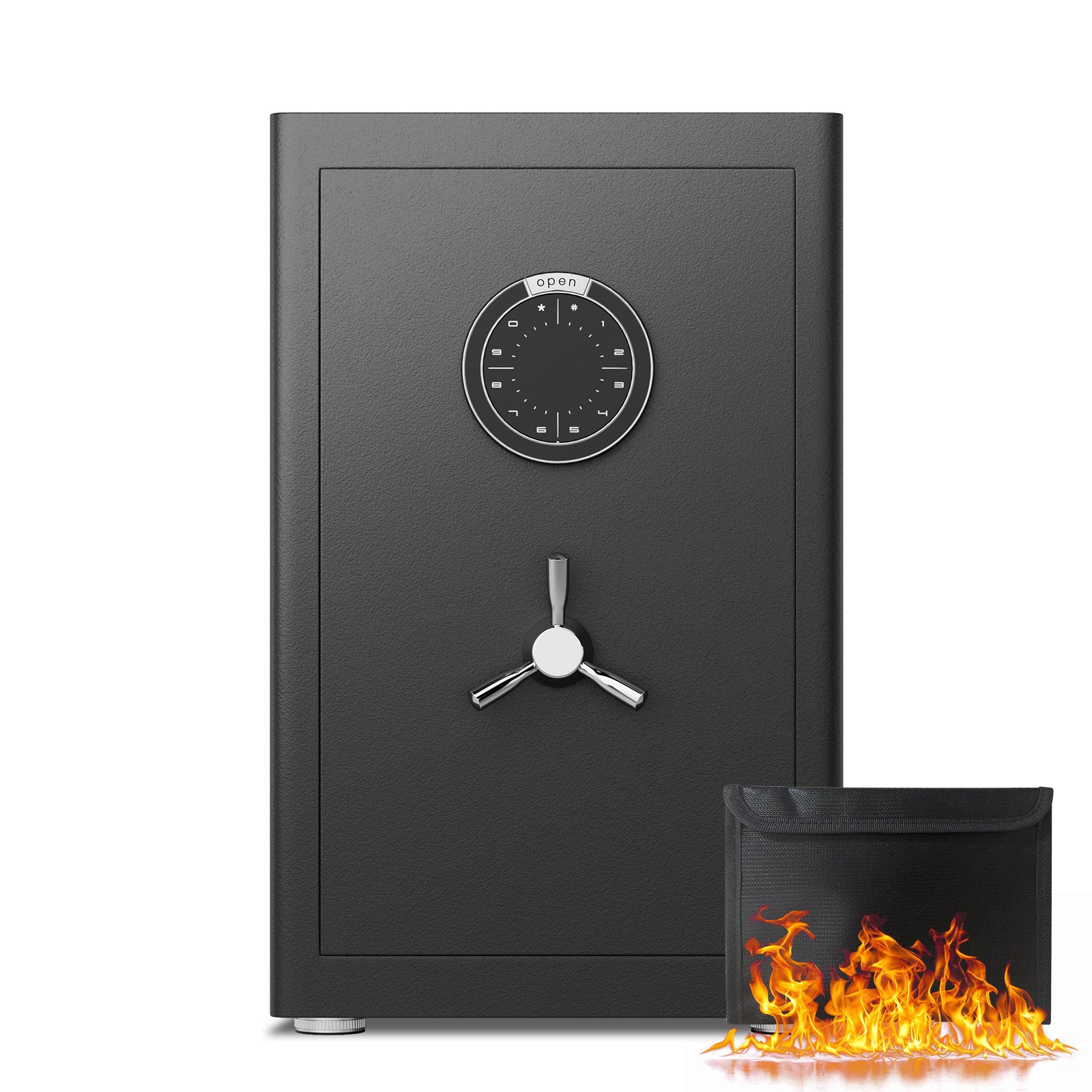 2.0 Cu Ft Home Safe with Fireproof Document Bag, Heavy-Duty Steel Security Safe, Digital Keypad, 3 Unlocking Methods, Dual Alarm & Silent Mode, 2 Adjustable Shelves for Home Office Hotel