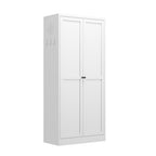 61' White Metal Kitchen Pantry Cabinet with Adjustable Storage and 4 Heavy Duty Shelves - Grand Goldman Shop