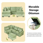 Convertible Sofa Bed Sectional Sofa Sleeper with Storage Ottoman, Green Chenille, 82.67 inches - Grand Goldman Shop