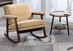 Mid Century Modern Accent Chair ,rocking chair with Wood Frame, Upholstered Living Room Chairs , Reading Armchair for Bedroom Sunroom - Grand Goldman Shop