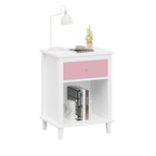 Pink+Golden Handle Wooden Nightstand 26.77''H with One Drawer One Shelf for Kids and Adults - Grand Goldman Shop