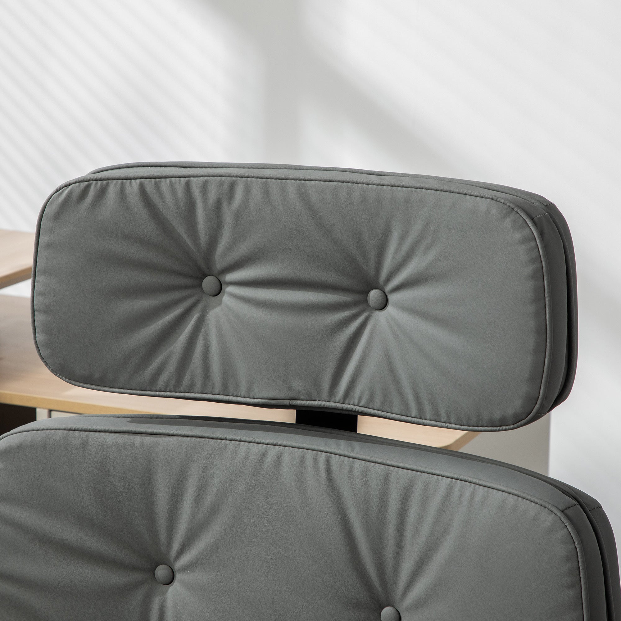 Criss Cross Chair with Adjustable Armrests & Wheels & Headrest, PU Lounge Vanity Desk Chair with Wide Seat for Cross-Legged S