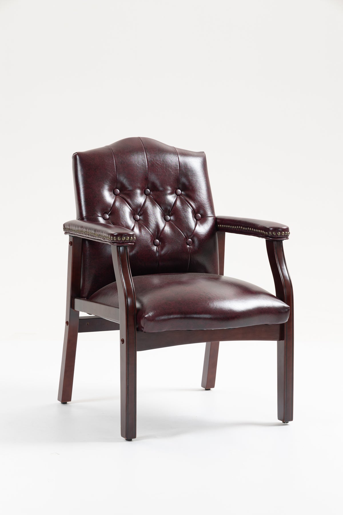 Leather Reception Guest Chairs  W/Padded Seat and Arms Ergonomic Mid-Back Office Executive Side Chair for Meeting Waiting Roo