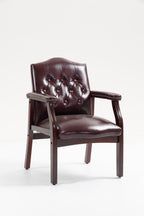 Leather Reception Guest Chairs  W/Padded Seat and Arms Ergonomic Mid-Back Office Executive Side Chair for Meeting Waiting Roo