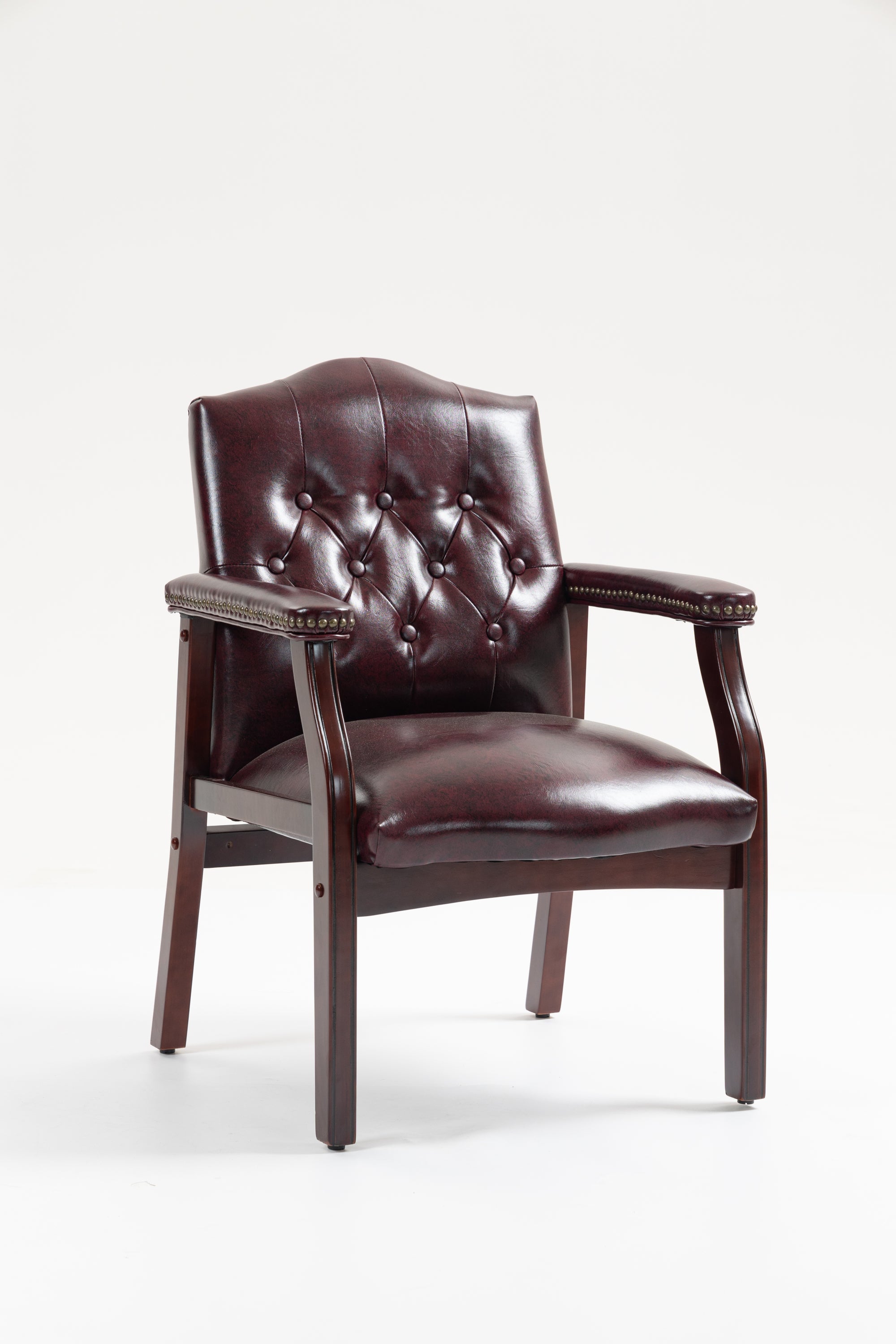 Leather Reception Guest Chairs  W/Padded Seat and Arms Ergonomic Mid-Back Office Executive Side Chair for Meeting Waiting Roo