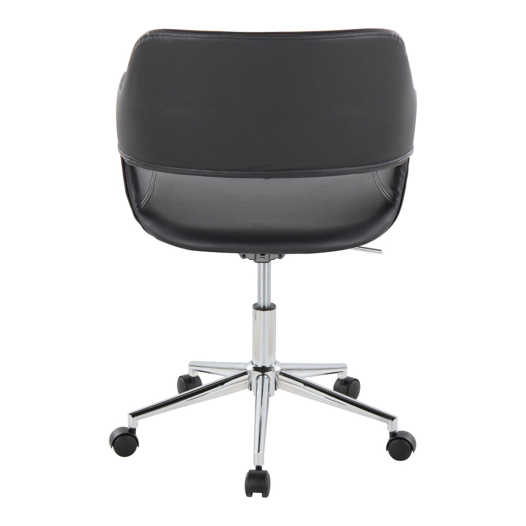 Contemporary Task Chair in Chrome Metal and Black Faux Leather | Premium Home Decor - Grand Goldman