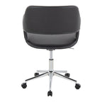 Contemporary Task Chair in Chrome Metal and Black Faux Leather | Premium Home Decor - Grand Goldman