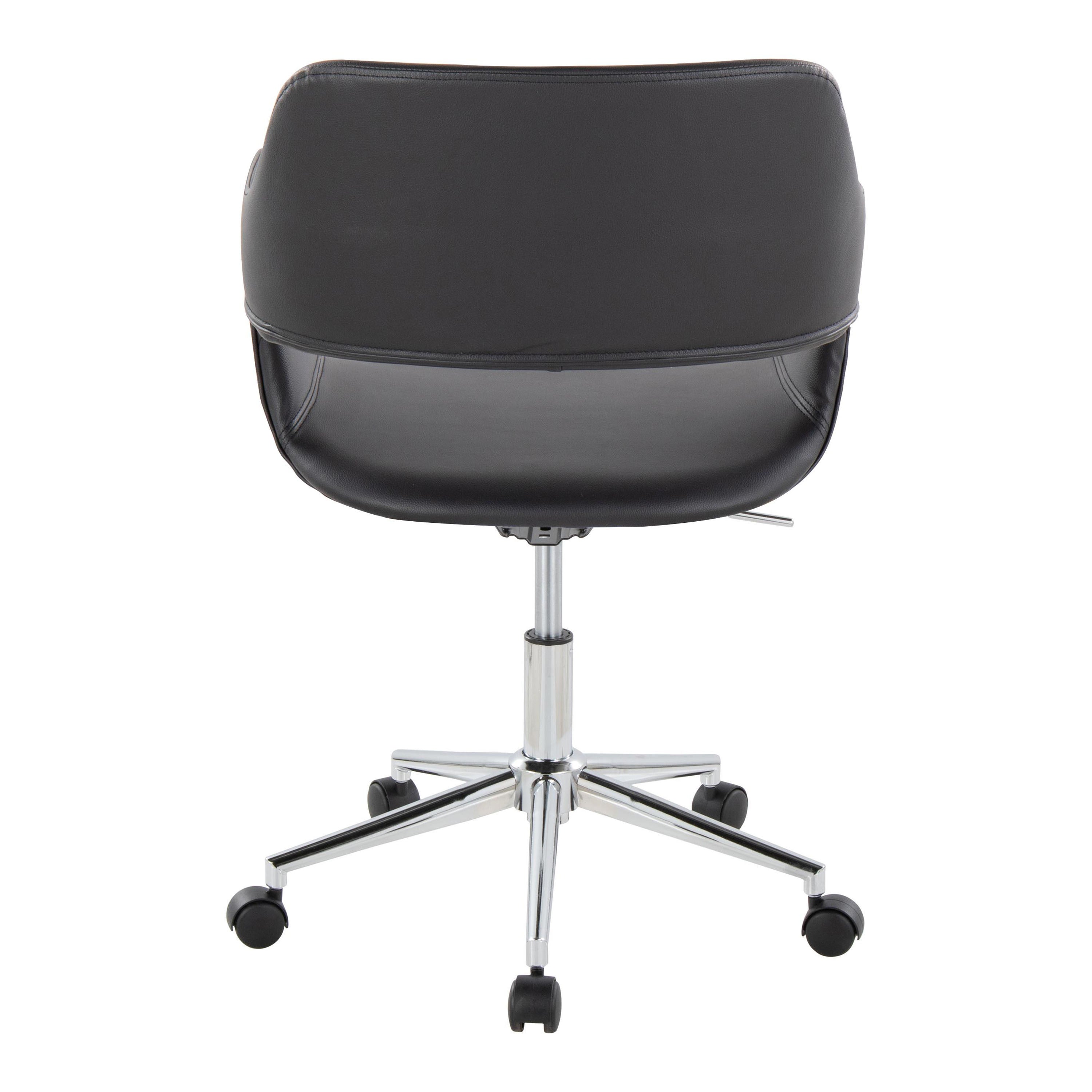 Contemporary Task Chair in Chrome Metal and Black Faux Leather | Premium Home Decor - Grand Goldman