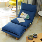 Modern Dark Blue Metal Frame Foldable Reclining Floor Chair – Lazy Leisure Sofa for Balcony or Bedroom - Grand Goldman Shop