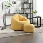 Bedding Bean Bag Sofa Chair with High-Pressure Foam and Footrest, Yellow Microfiber - Grand Goldman Shop