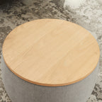 Round Storage Ottoman, 2 in 1 Function, Work as End table and Ottoman,  Grey (25.5'x25.5'x14.5') - Grand Goldman Shop