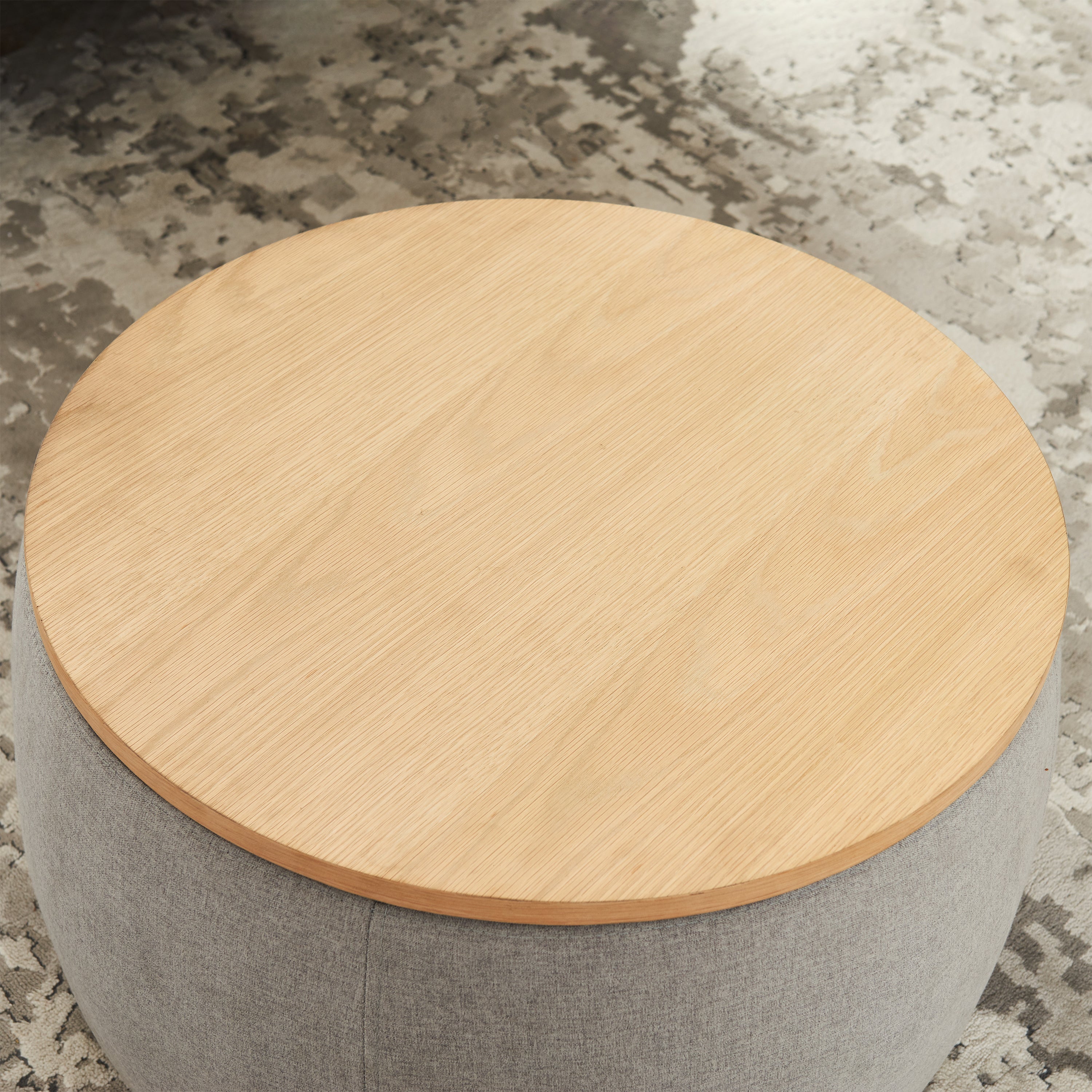 Round Storage Ottoman, 2 in 1 Function, Work as End table and Ottoman,  Grey (25.5'x25.5'x14.5') - Grand Goldman Shop