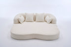 2-in-1 Foldable Sofa Bed,70 Inch Folding Boneless Couch Convertible Compressed Sleeper Sofabed, 4 Pillows for Living Room Apartment, Milk White - Grand Goldman Shop