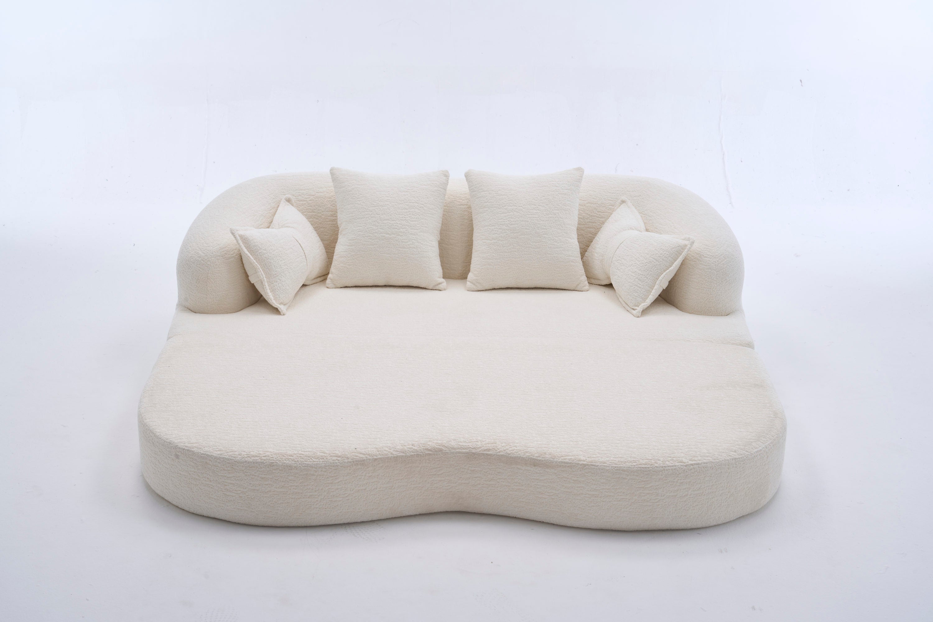2-in-1 Foldable Sofa Bed,70 Inch Folding Boneless Couch Convertible Compressed Sleeper Sofabed, 4 Pillows for Living Room Apartment, Milk White - Grand Goldman Shop