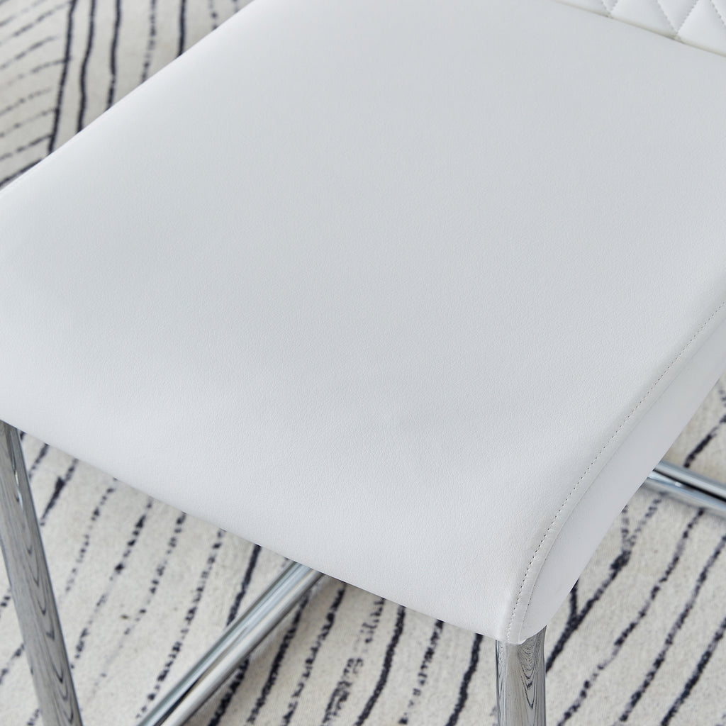 Modern Dining Chairs with Faux Leather Padded Seat Upholstered Chair with Metal Legs Design Set of 6 White PU - Grand Goldman Shop