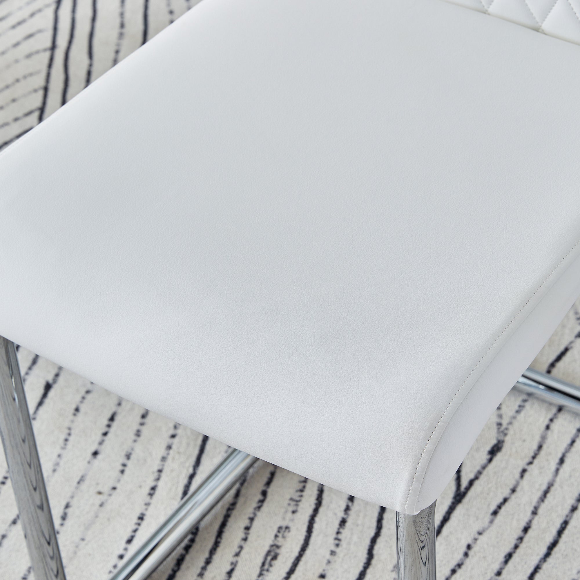 Modern Dining Chairs with Faux Leather Padded Seat and Metal Legs in White, Set of 4 - Grand Goldman Shop