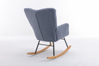 050-Teddy Fabric Rocking Gilder Nursery Chair For Living Room Indoor,Light Blue - Grand Goldman Shop