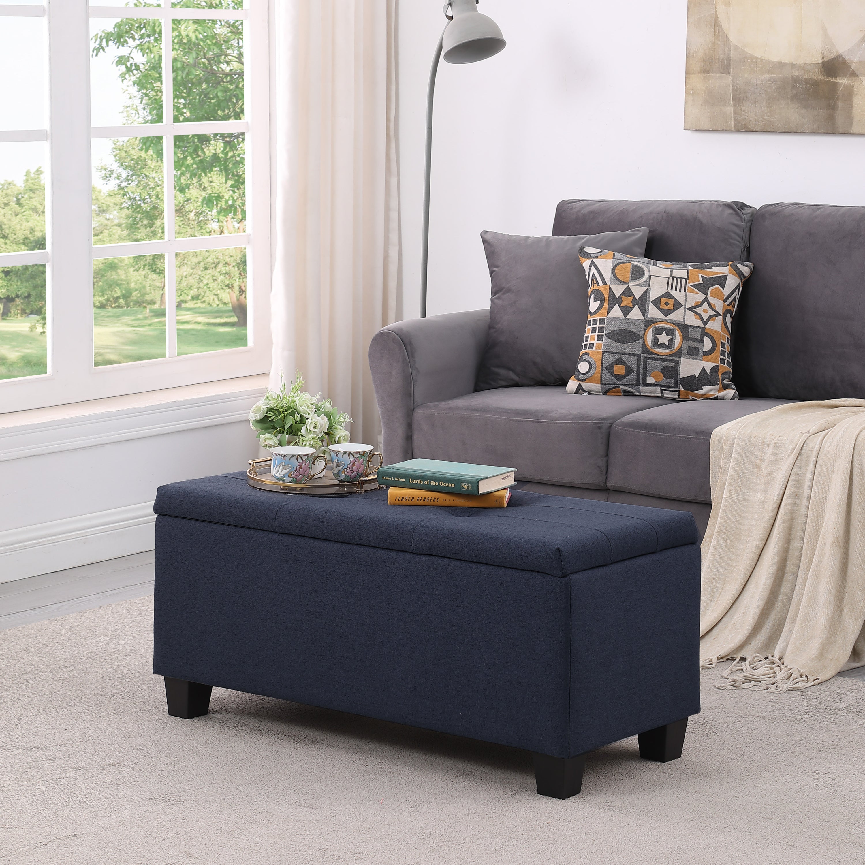 [VIDEO] Large Storage Ottoman Bench Set, 3 in 1 Combination Ottoman, Tufted Ottoman Linen Bench for Living Room, Entryway, Hallway, Bedroom Support 250lbs - Grand Goldman Shop