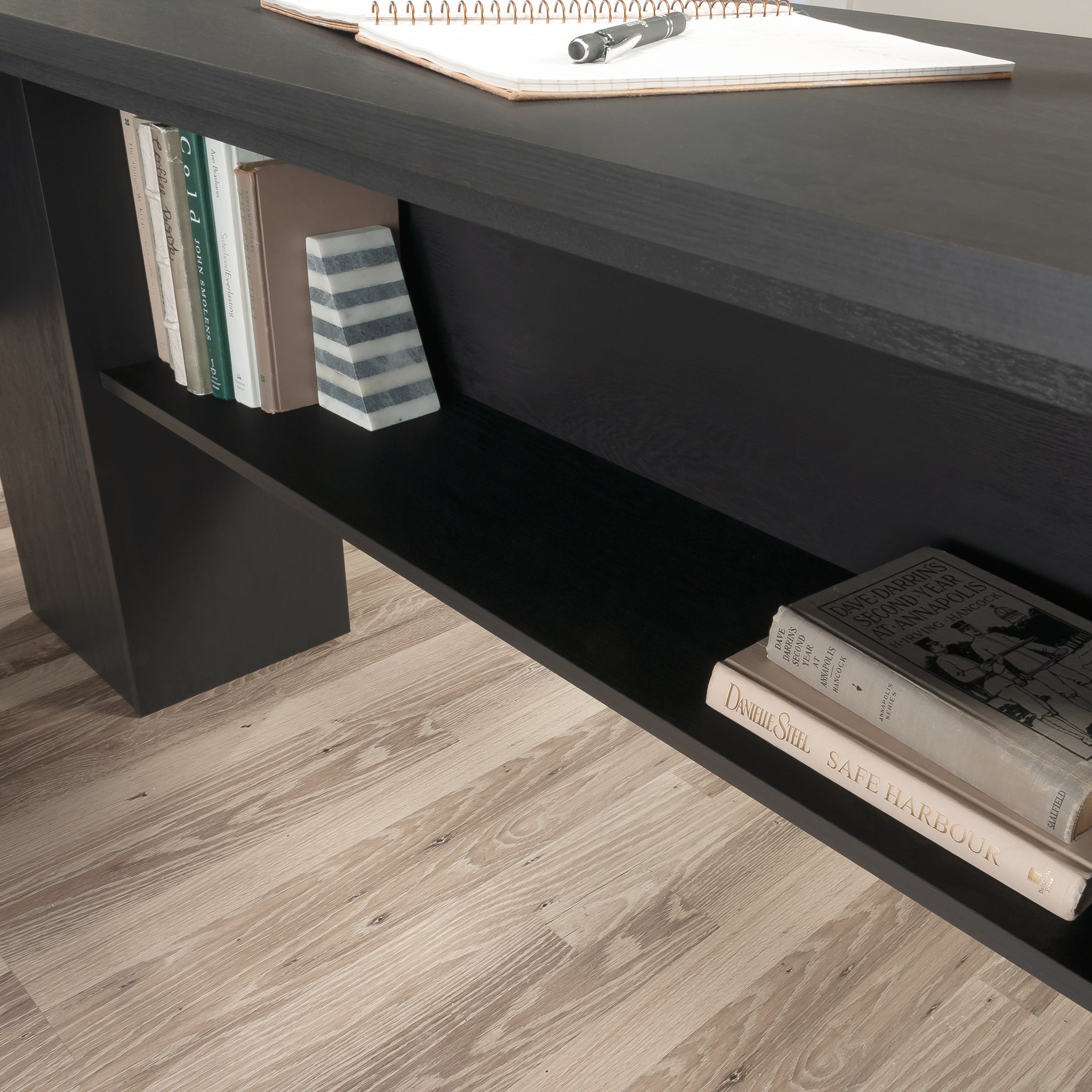 Traditional L-Shaped Desk with File Drawer, Black finish | Premium Home Decor - Grand Goldman